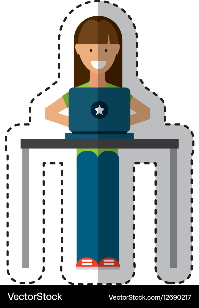 Person using computer icon vector image