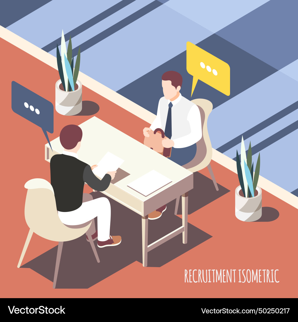 Recruiting interview isometric background Vector Image
