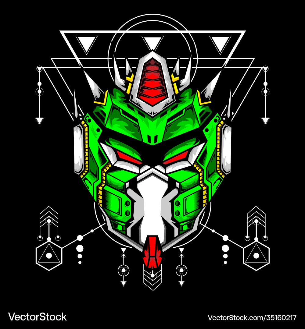 Robot head with sacred geometry pattern vector image