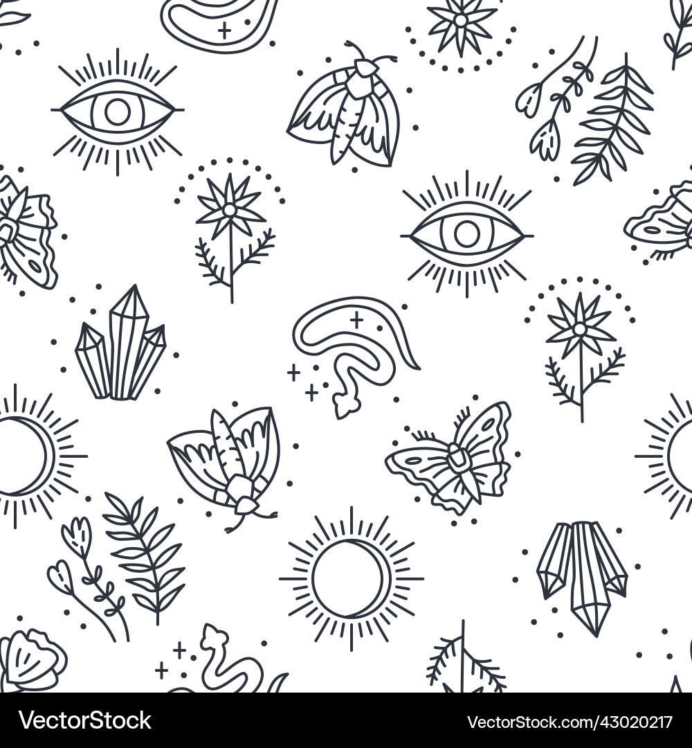 Seamless pattern with mystical boho elements Seamless pattern with mystical boho elements vector image