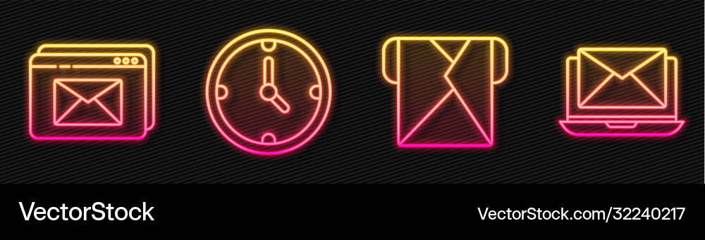 Set line envelope website and clock Set line envelope website and clock vector image