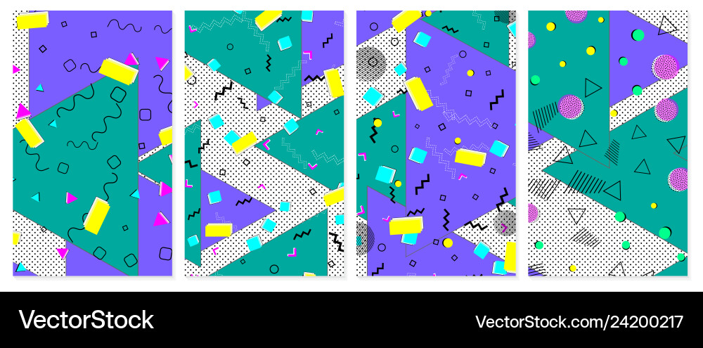 Set of memphis pattern pop art color background Set of memphis pattern pop art color background vector image