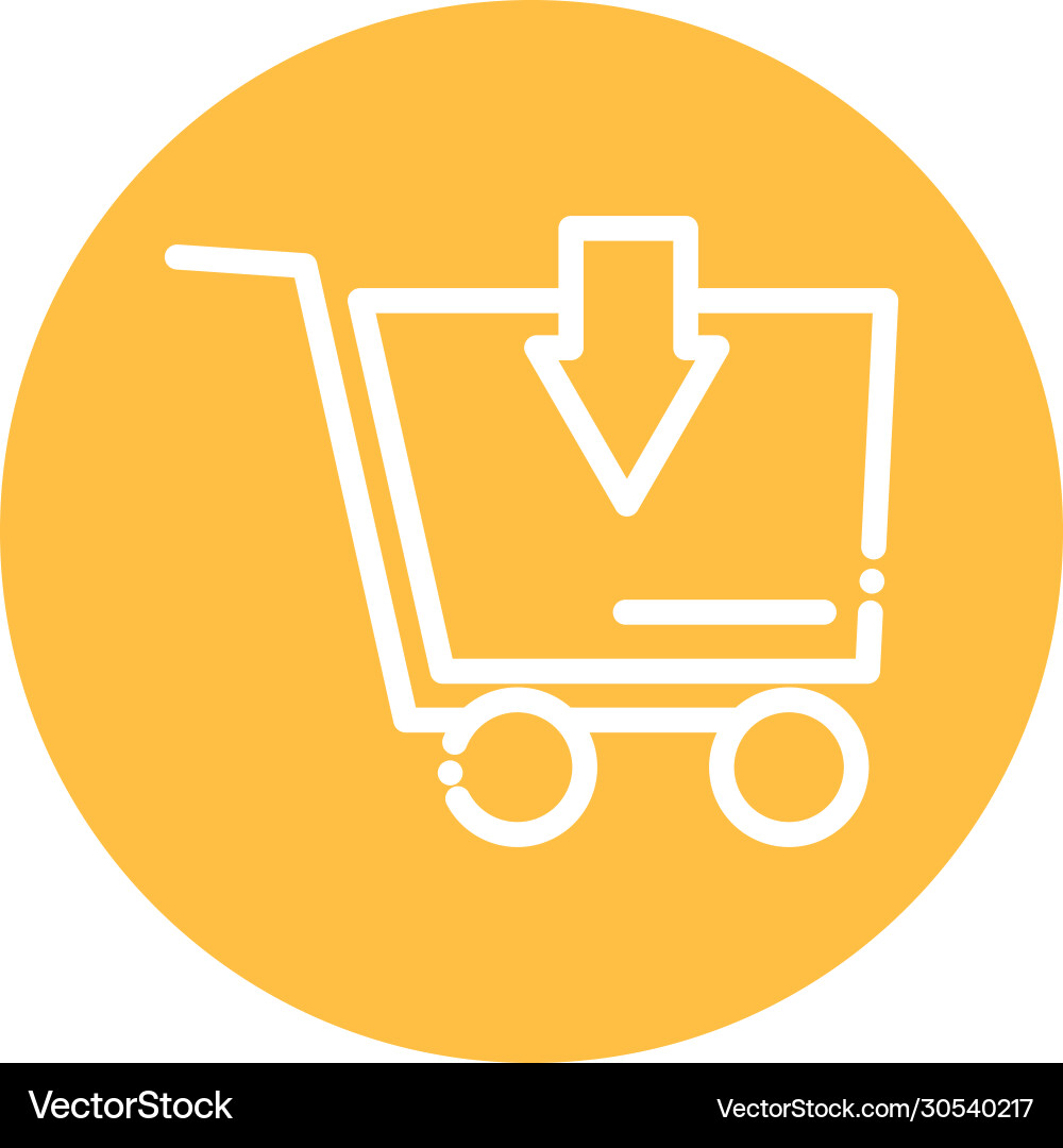 Shopping cart with arrow block and flat style icon Vector Image