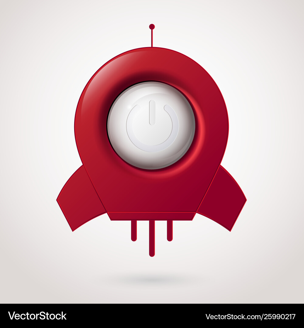 White power button with rocketrealistic style White power button with rocketrealistic style vector image