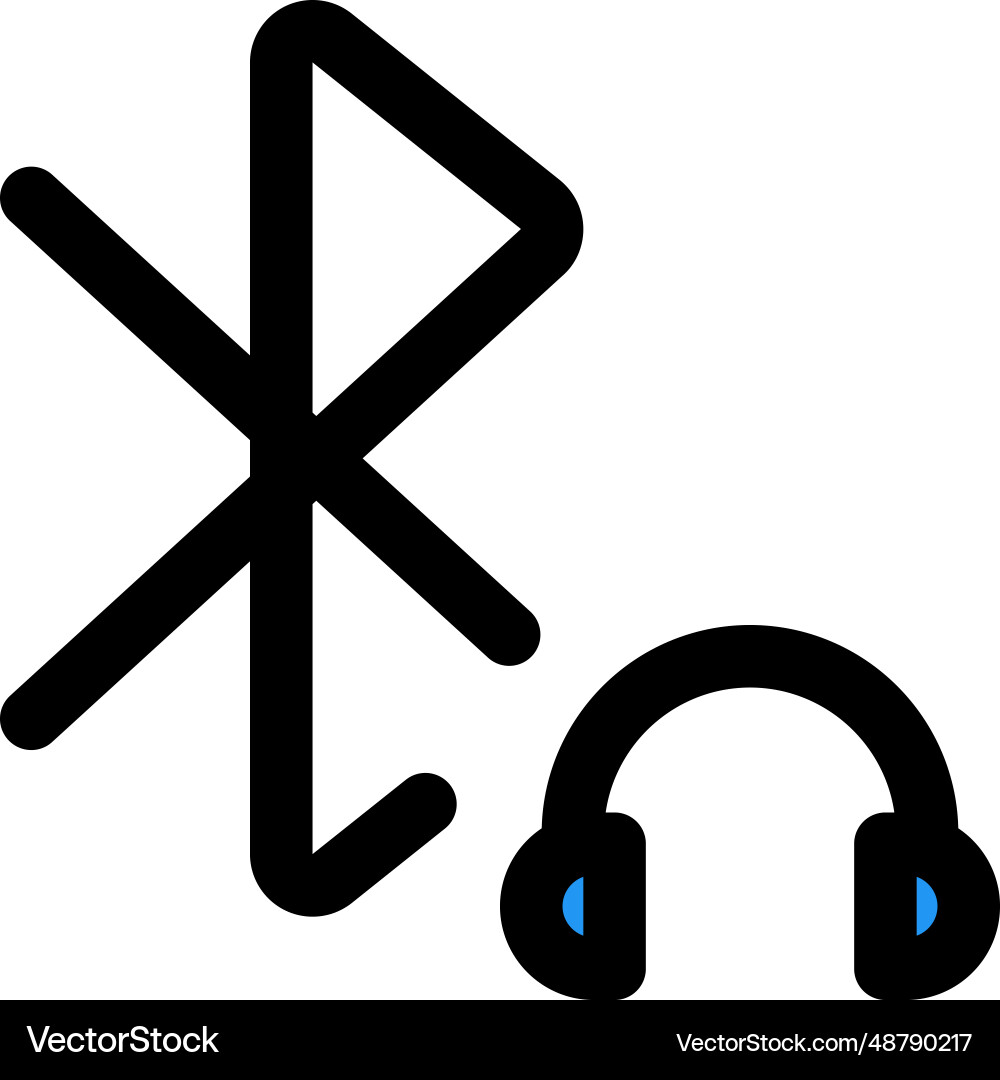 Wireless headset connected with device vector image