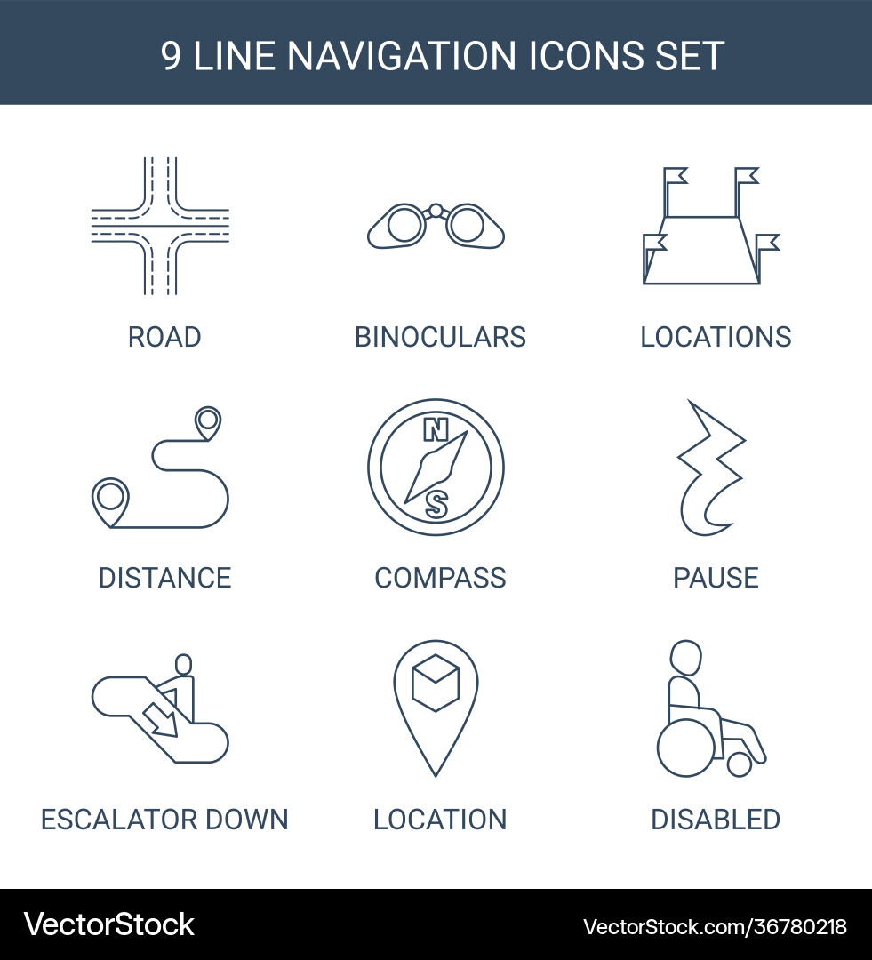 9 navigation icons Vector Image
