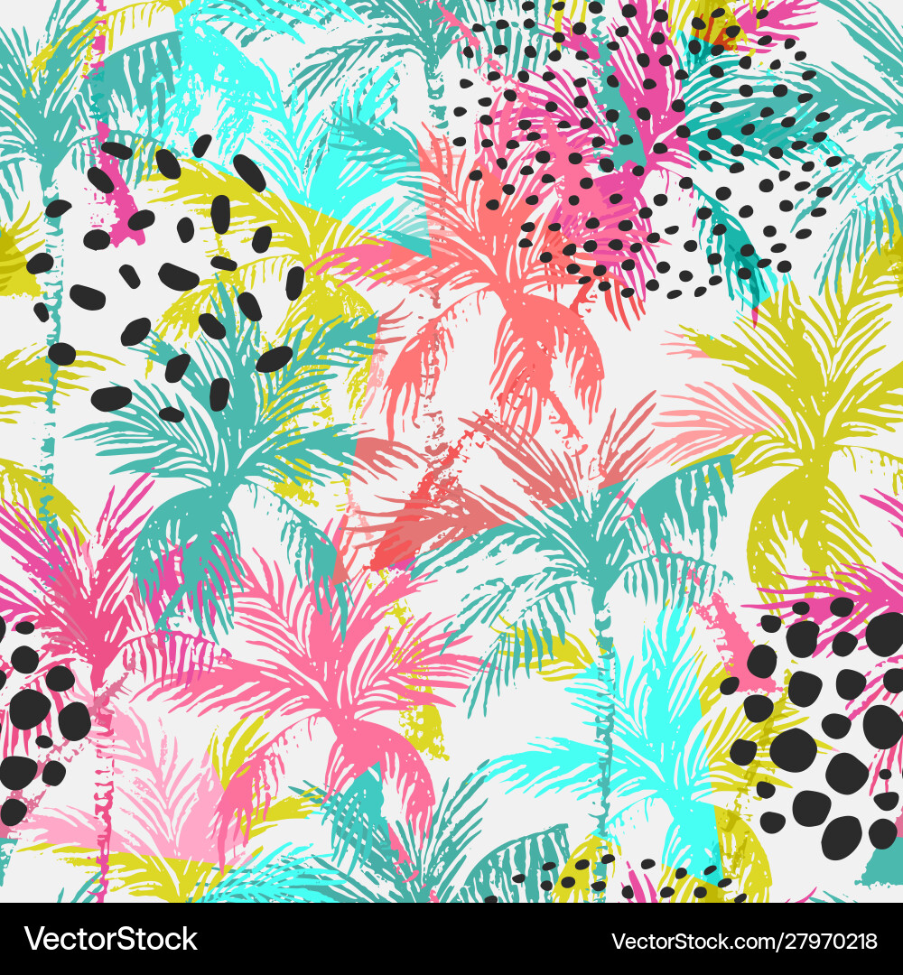 Abstract colorful palm trees seamless pattern Abstract colorful palm trees seamless pattern vector image