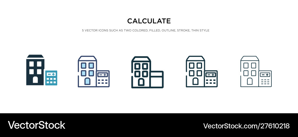 Calculate icon in different style two colored vector image