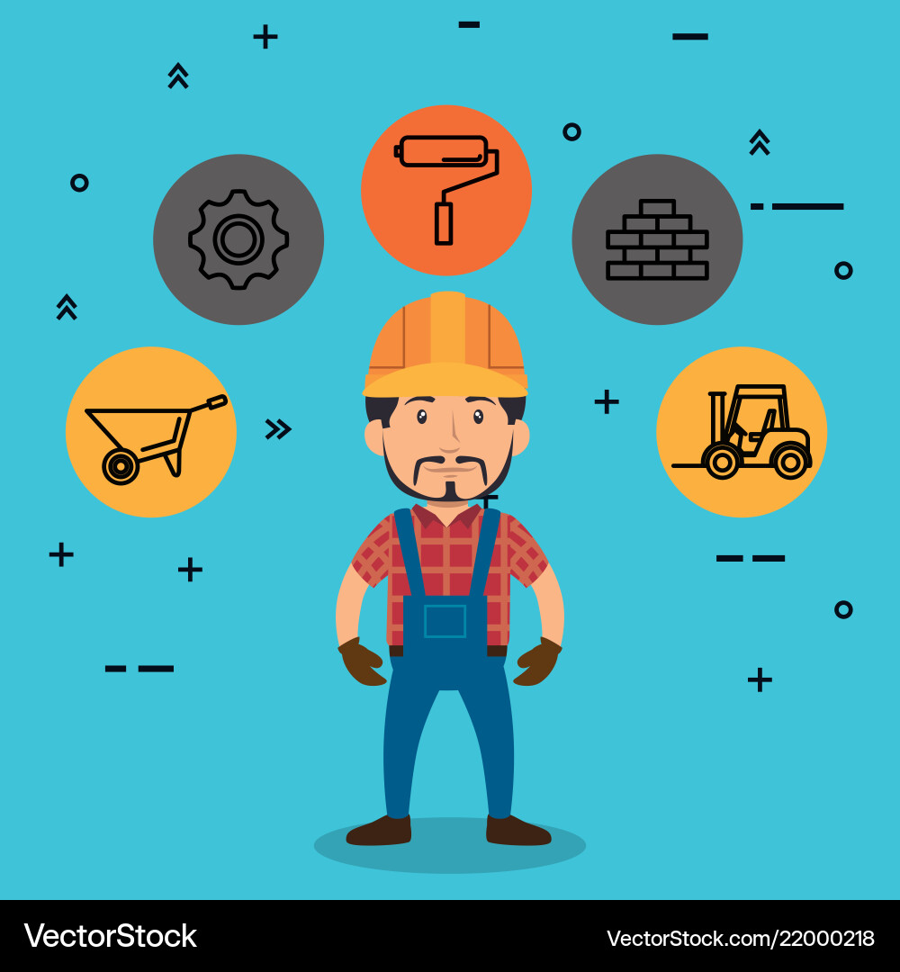 Construction Worker with Tools Royalty Free Vector Image