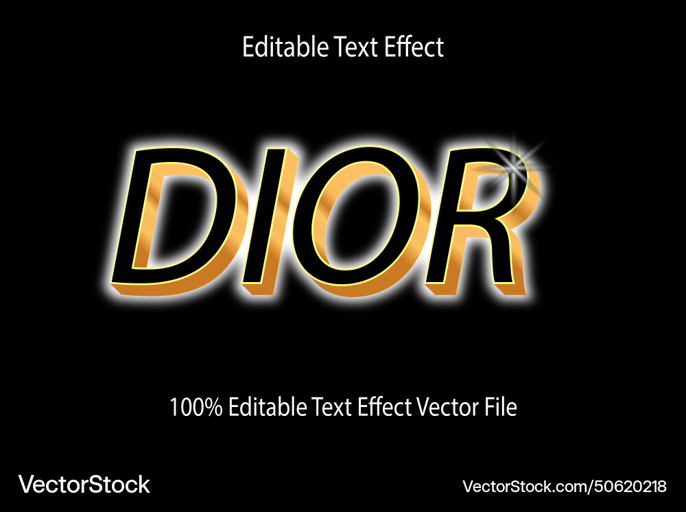 Dior editable text effect 3d emboss style Dior editable text effect 3d emboss style Vector Image