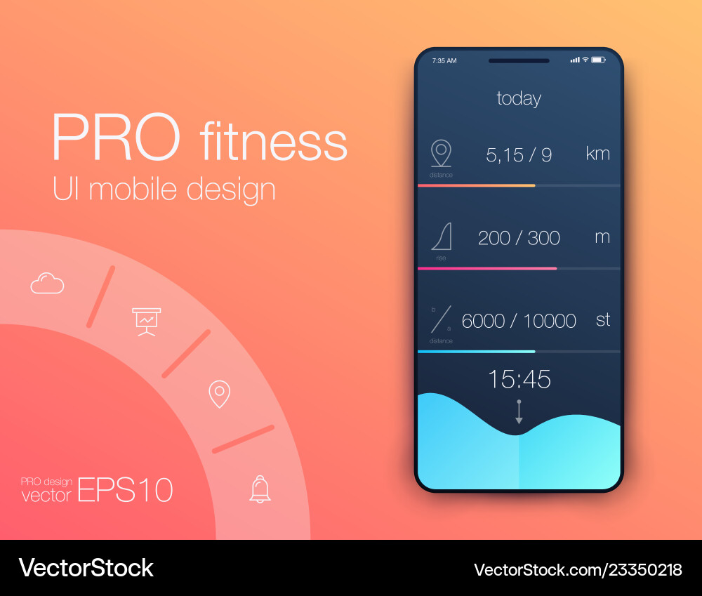 Fitness app ui ux design concept Royalty Free Vector Image