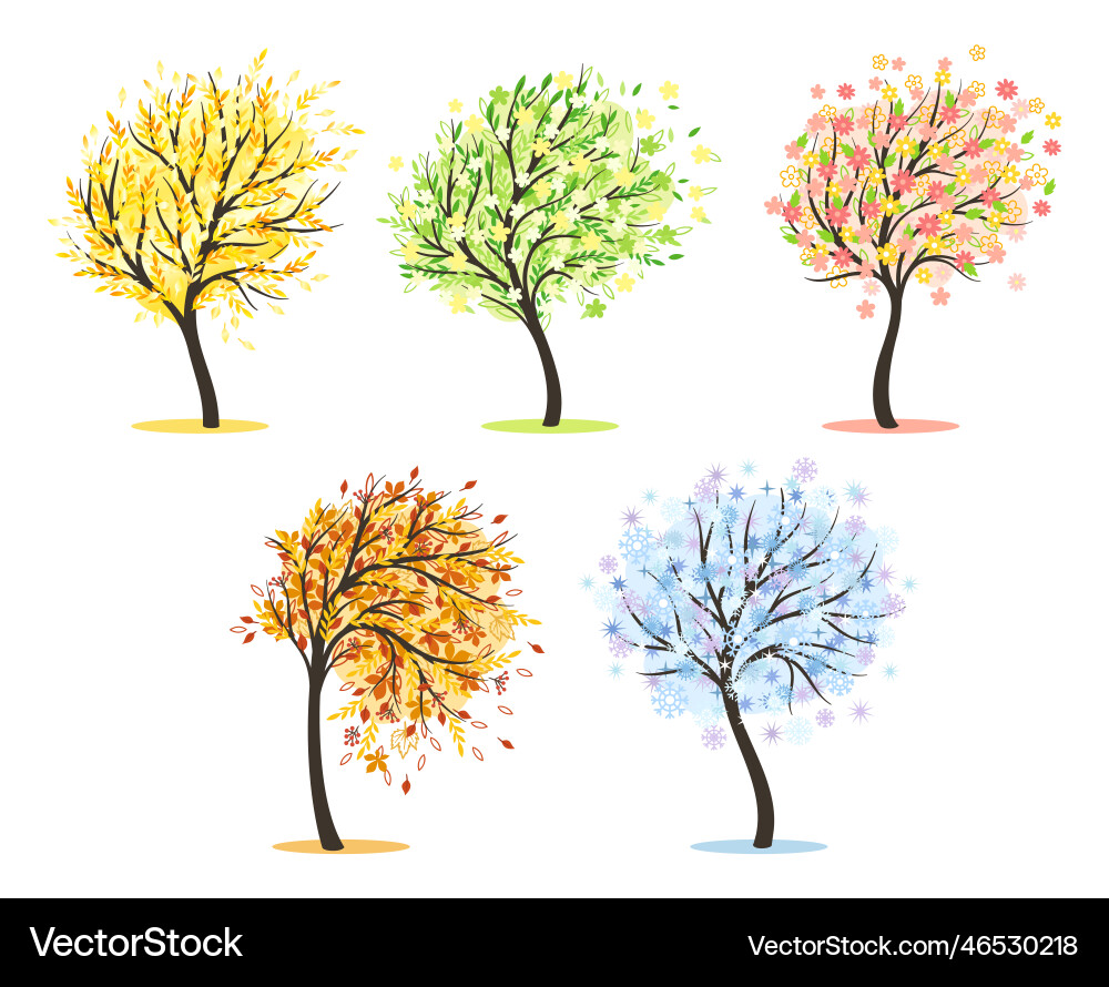 Five trees set Five trees set vector image