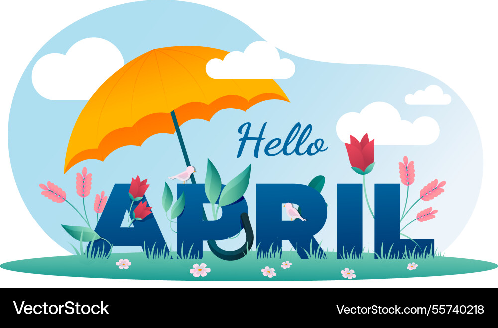 Gradient hello april banner and background Vector Image