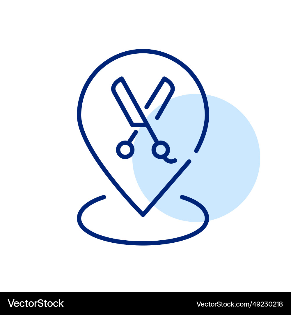 Hair salon location map pointer with scissors Hair salon location map pointer with scissors vector image