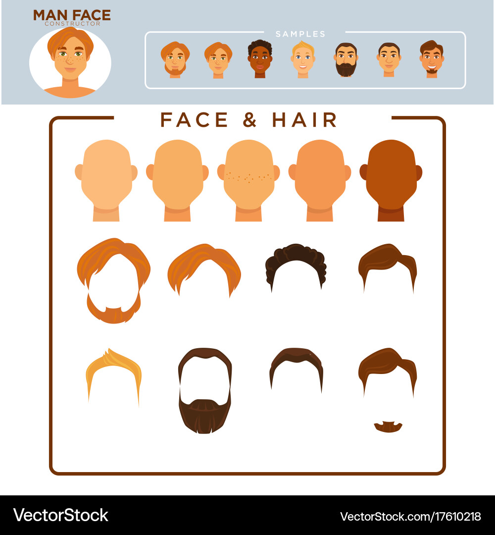 Man face constructor with samplec of modern vector image