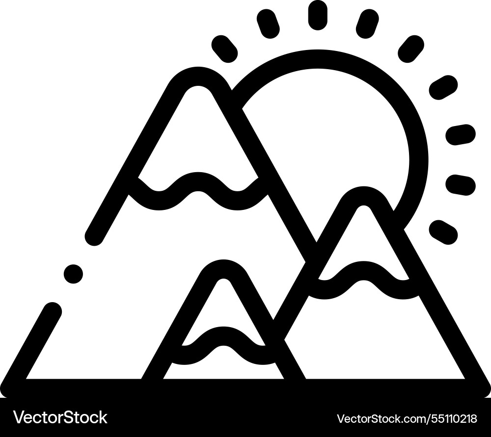 Mountains icon thin linear style design isolated Vector Image