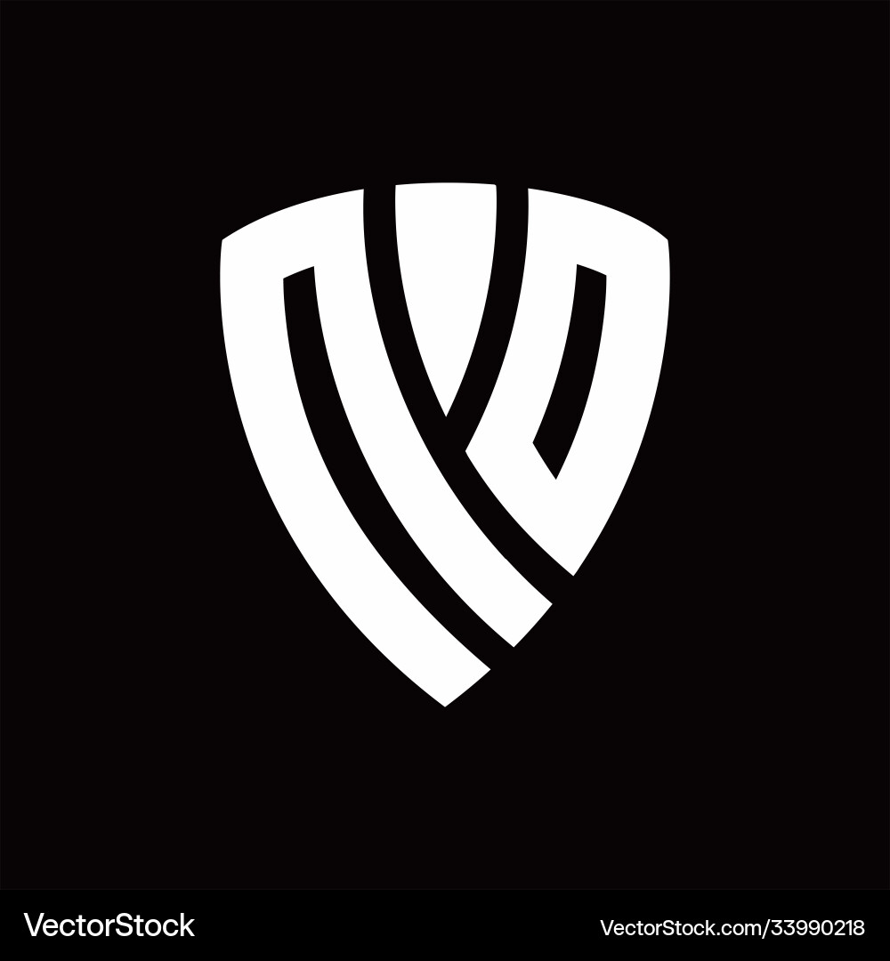 Nd logo monogram with shield elements shape vector image