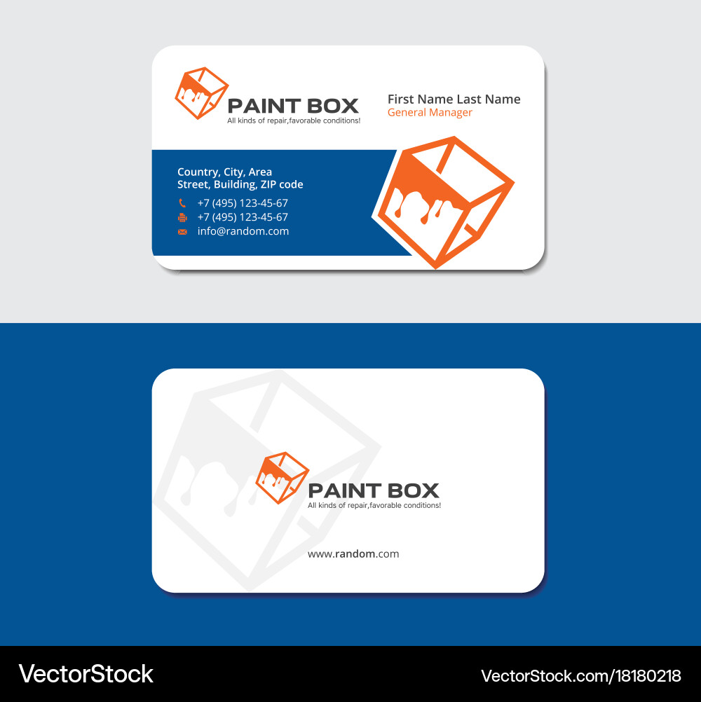 Orange Cube Paint Splatter Business Card Vector Image