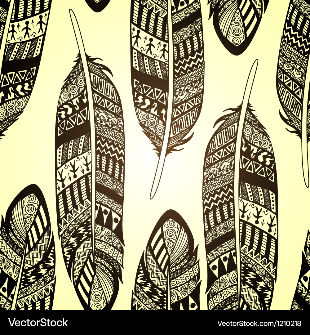 Ornate Feather Seamless Pattern – Royalty-Free Vector | VectorStock, image size:1000x1080