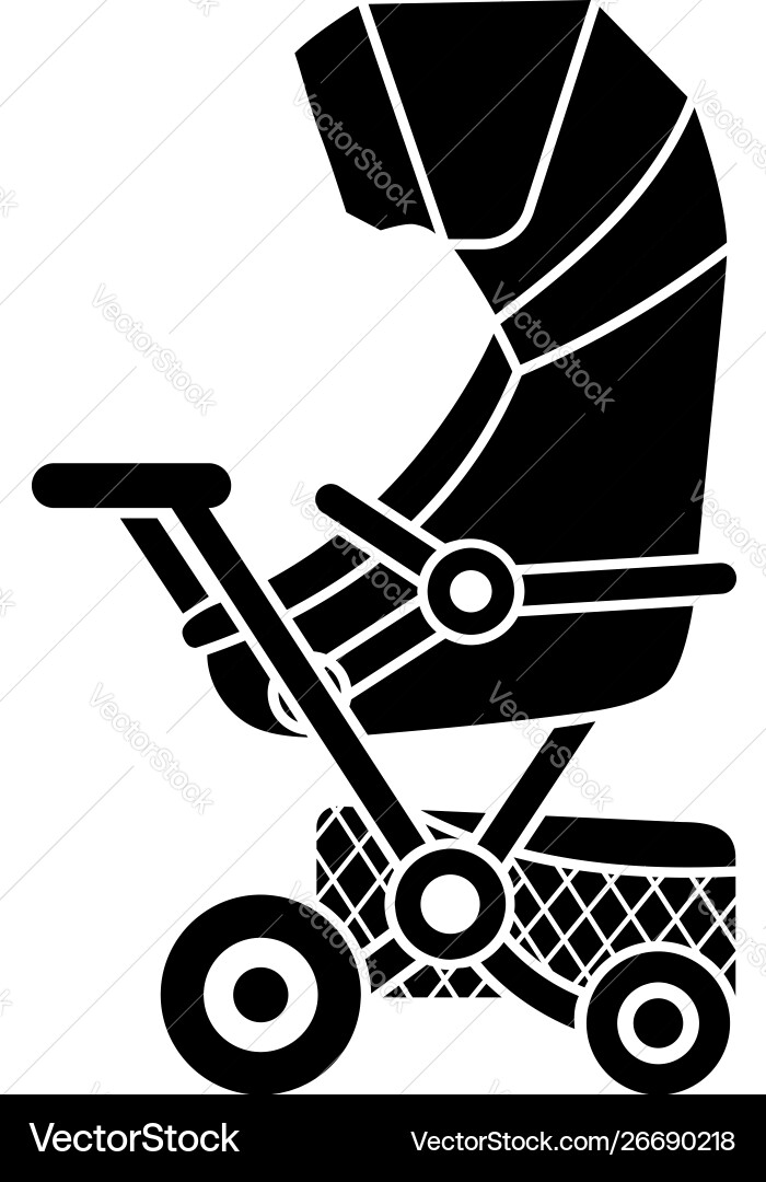 Pram with basket icon simple style Vector Image