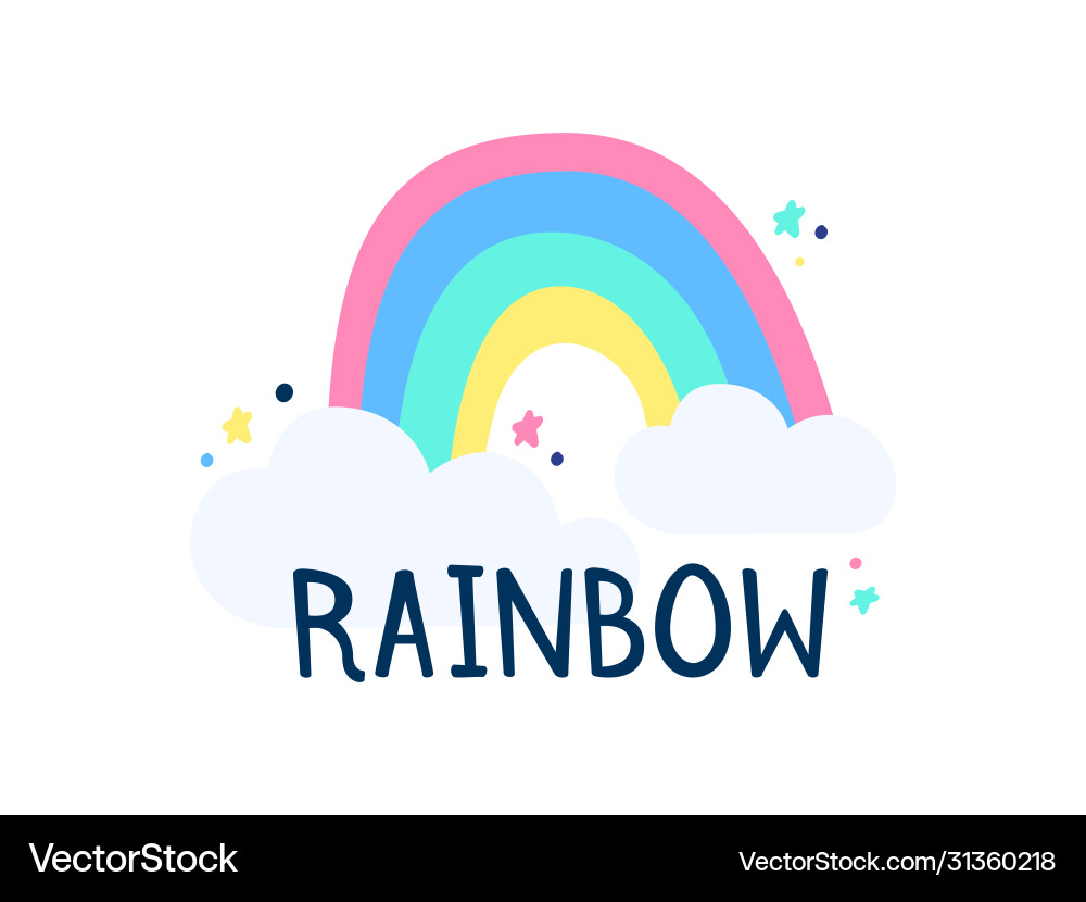 Rainbow and clouds on a white background object vector image