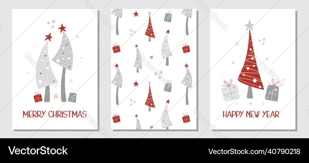 Scandinavian Christmas Postcards Vector Image