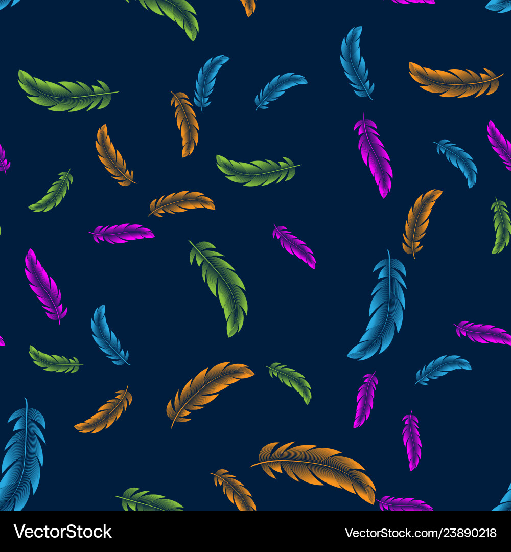 Seamless pattern with feathers hippie design Vector Image