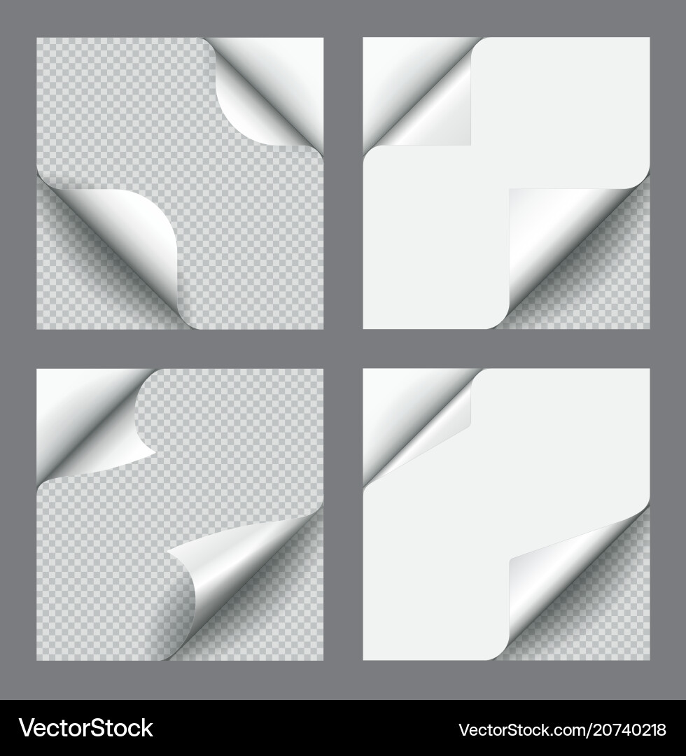 Set paper page curl with shadow isolated Set paper page curl with shadow isolated vector image