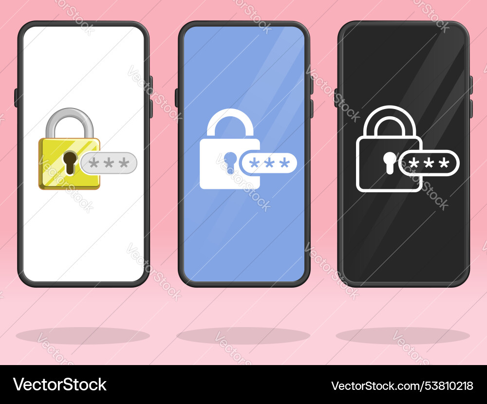Smartphone lock asking password input field vector image
