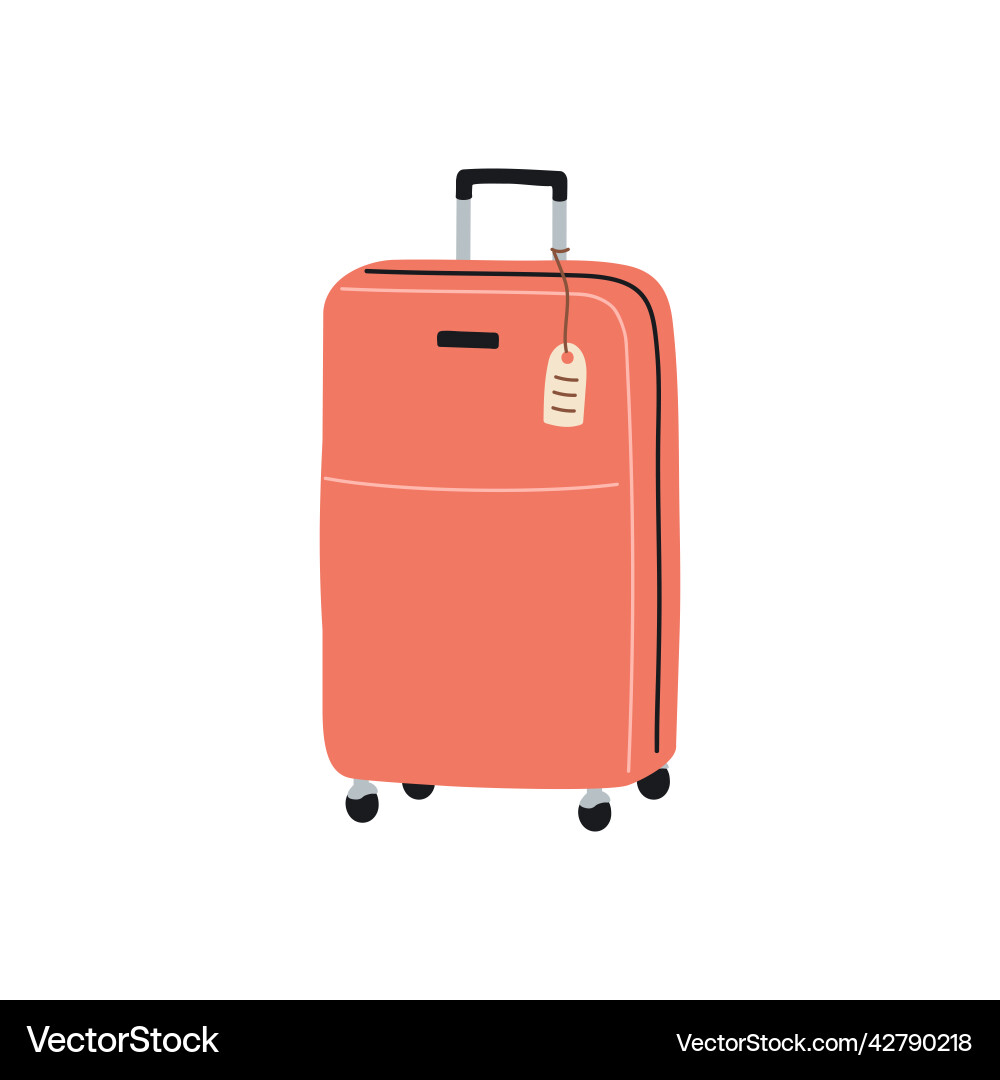 Tourist luggage with bag tag attached to handle Tourist luggage with bag tag attached to handle vector image
