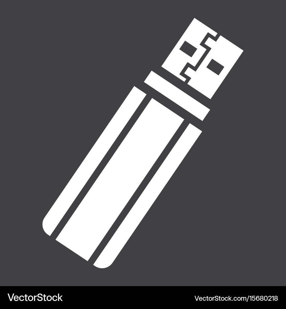 Usb flash drive solid icon device and hardware vector image