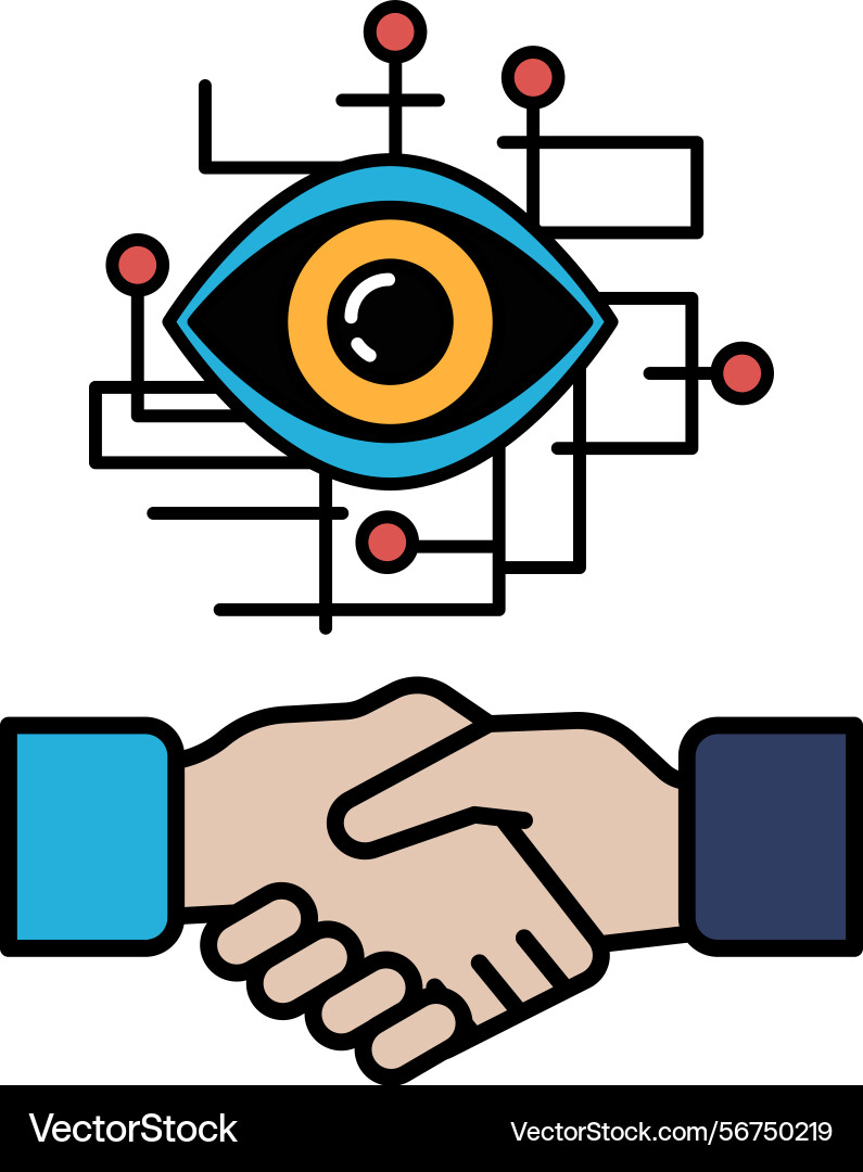 A hand shaking another with computer chip A hand shaking another with computer chip Vector Image