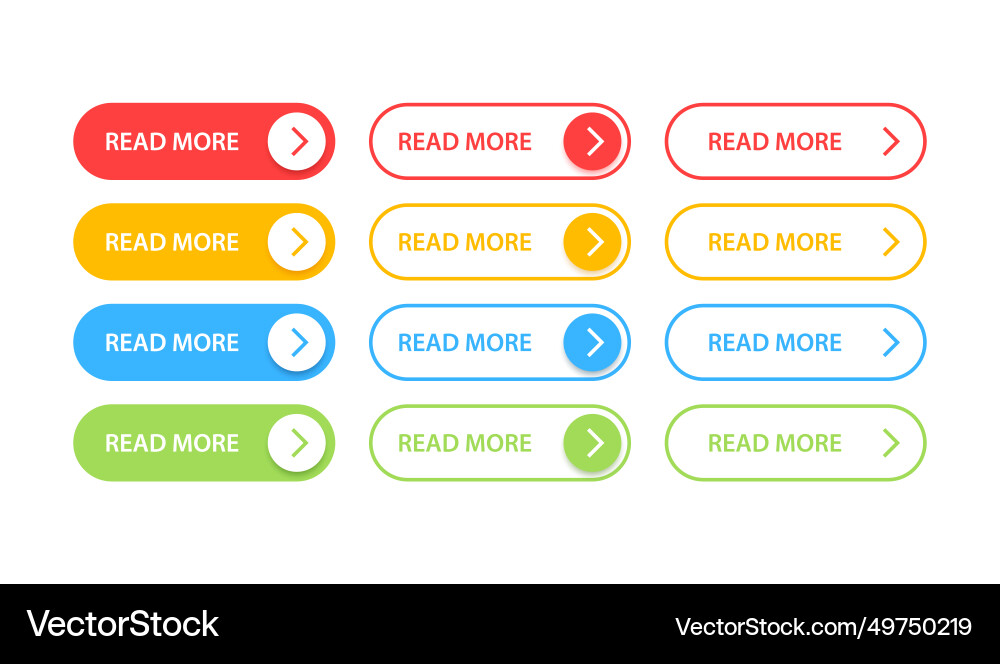 Big collection buttons read more different Big collection buttons read more different vector image