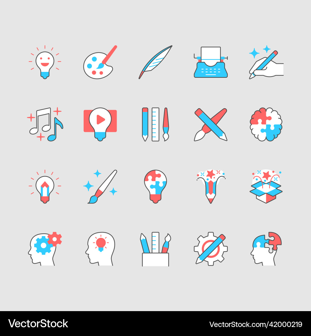 Creativity simple color icons editable stroke Creativity simple color icons editable stroke vector image