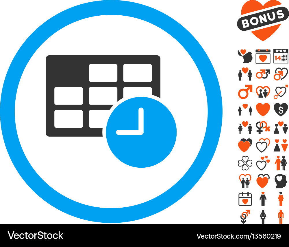 Date and time icon with love bonus Date and time icon with love bonus vector image