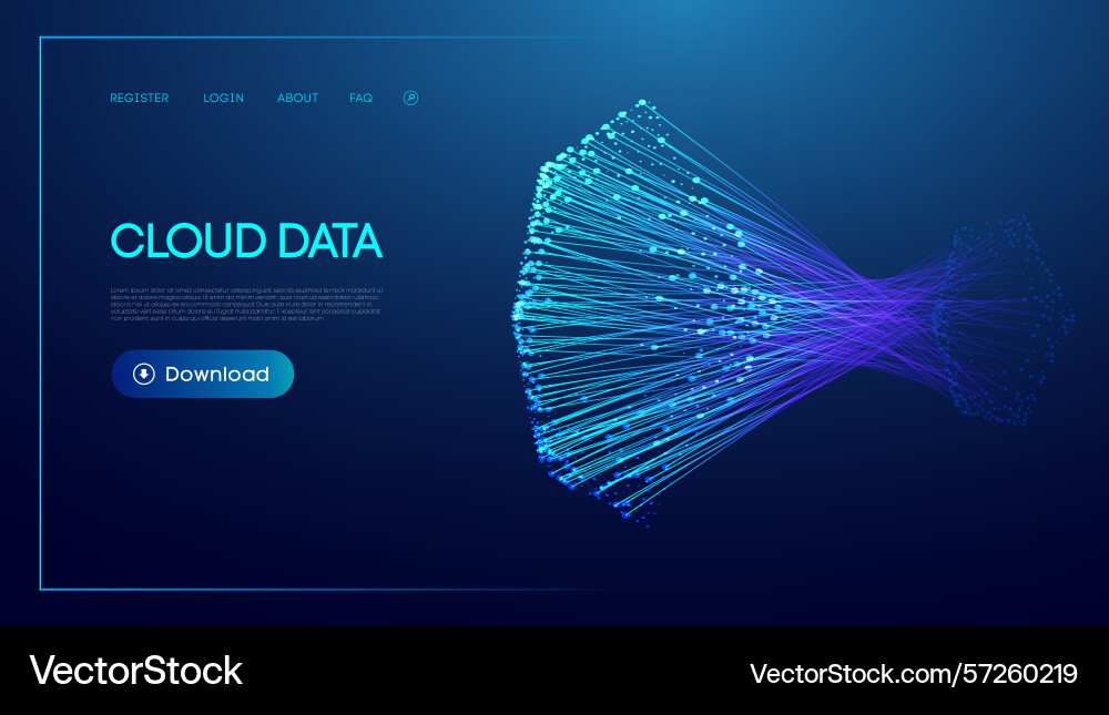 Flow of data across abstract background with light vector image