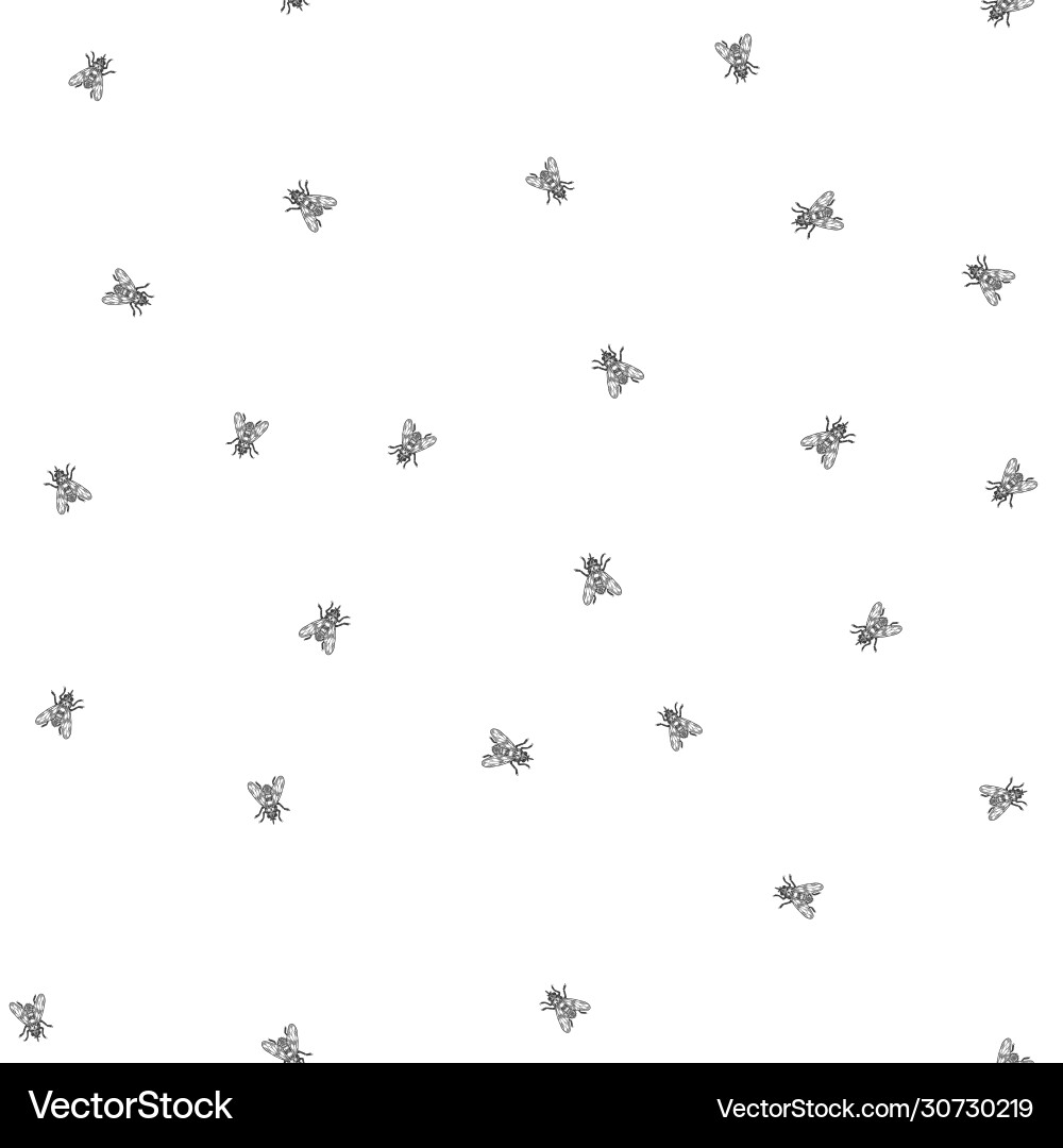 Fly seamless pattern background sketch Fly seamless pattern background sketch vector image