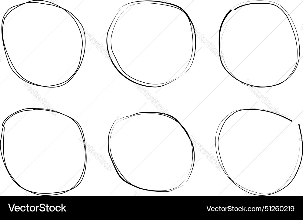 Hand drawn frame circle double thin line Vector Image