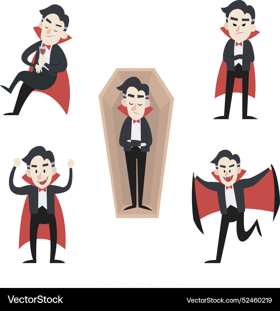 Hand drawn vampire character collection Vector Image