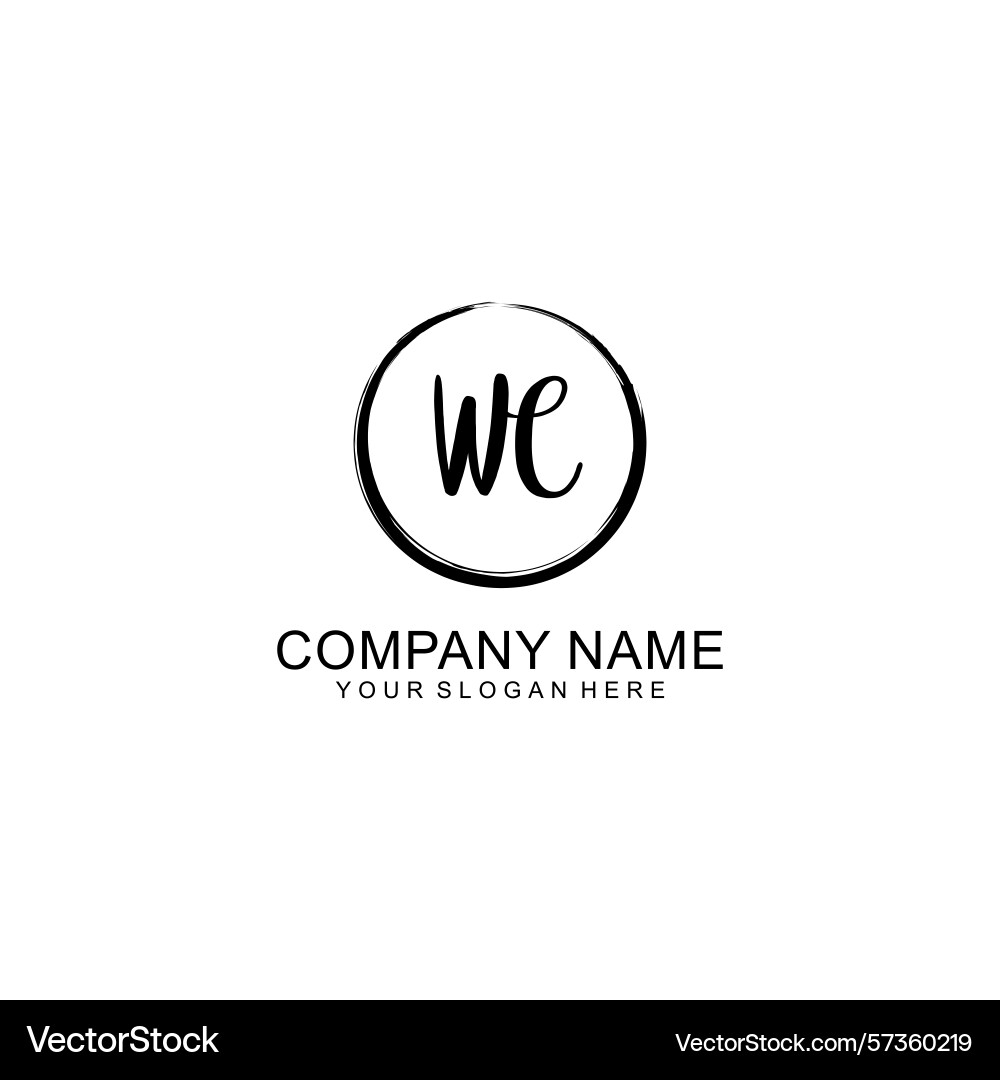 Handwritten wc initial logo with circle Vector Image