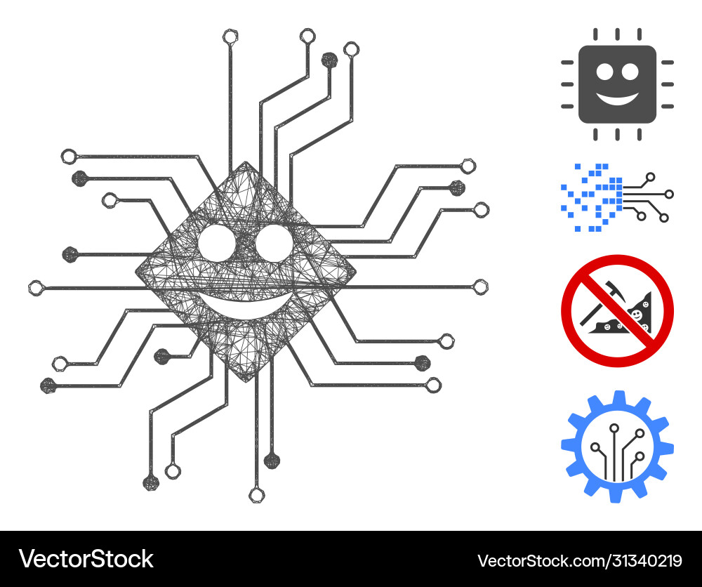 Happy chip circuit web mesh Happy chip circuit web mesh vector image