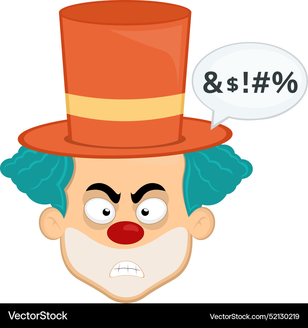 Head clown speech bubble insulting text Vector Image