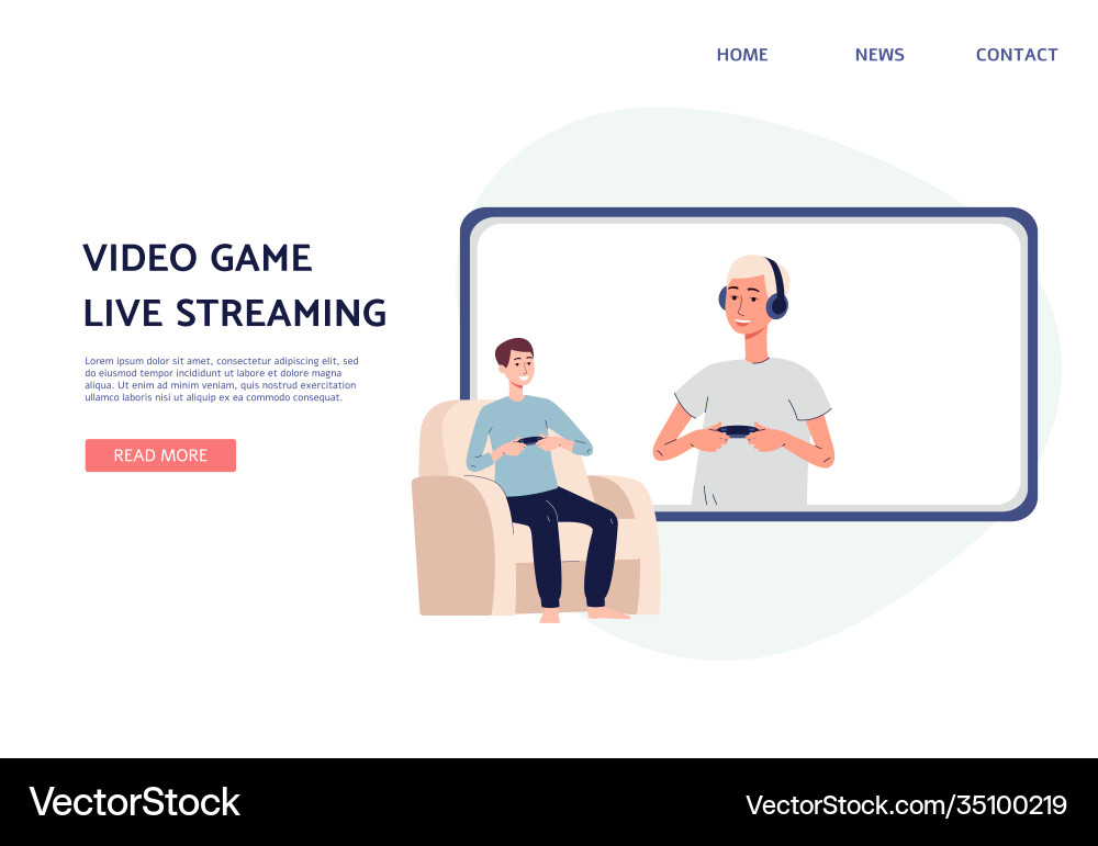 Landing Page Template mit Video Tutorial Computer Landing Page Template mit Video Tutorial Computer Vektorbild