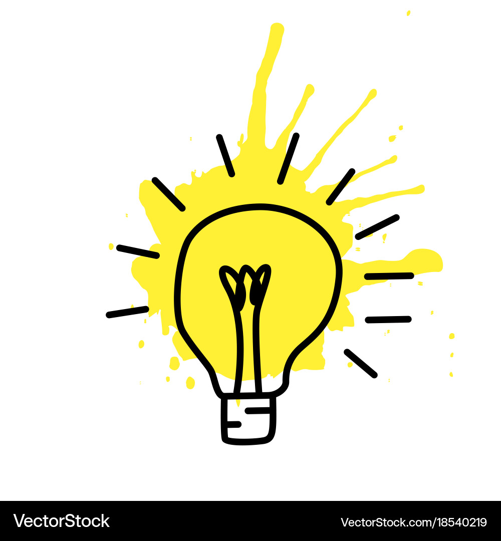 Light bulb sketch with concept of idea doodle Vector Image