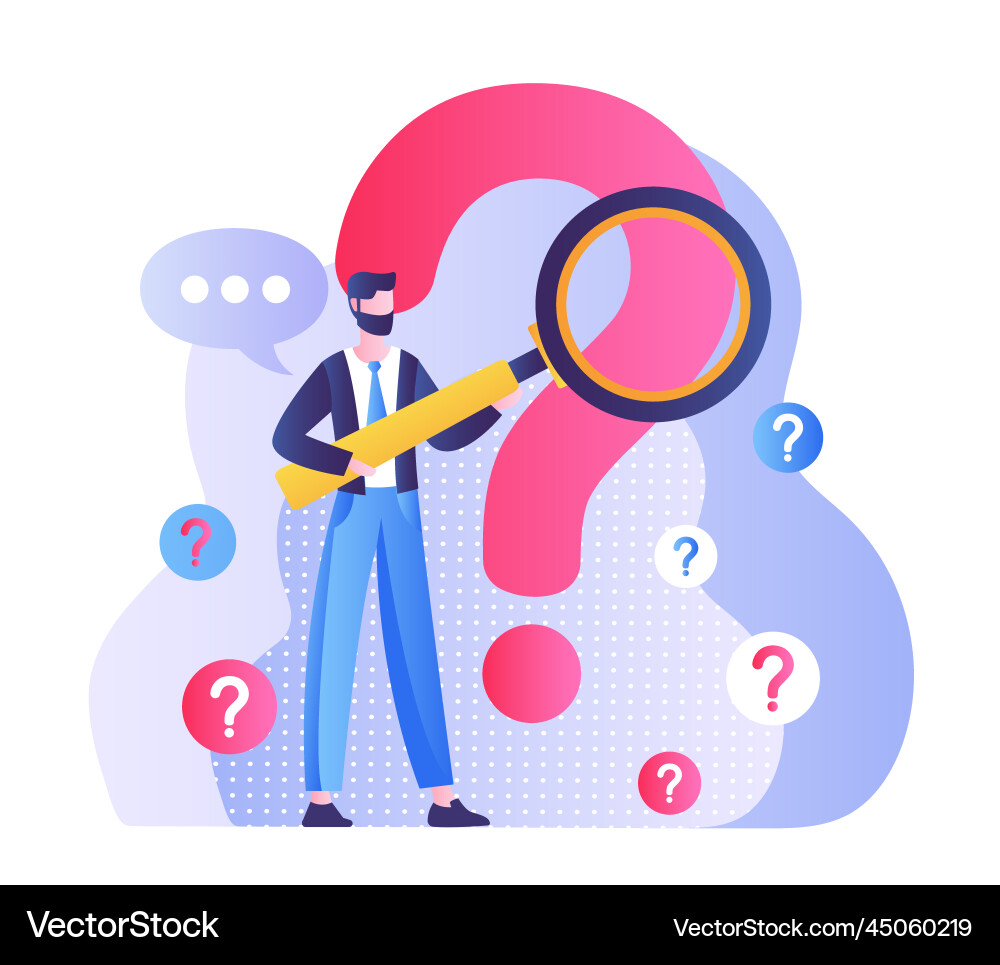 Man Analyzing Questions Vector Image