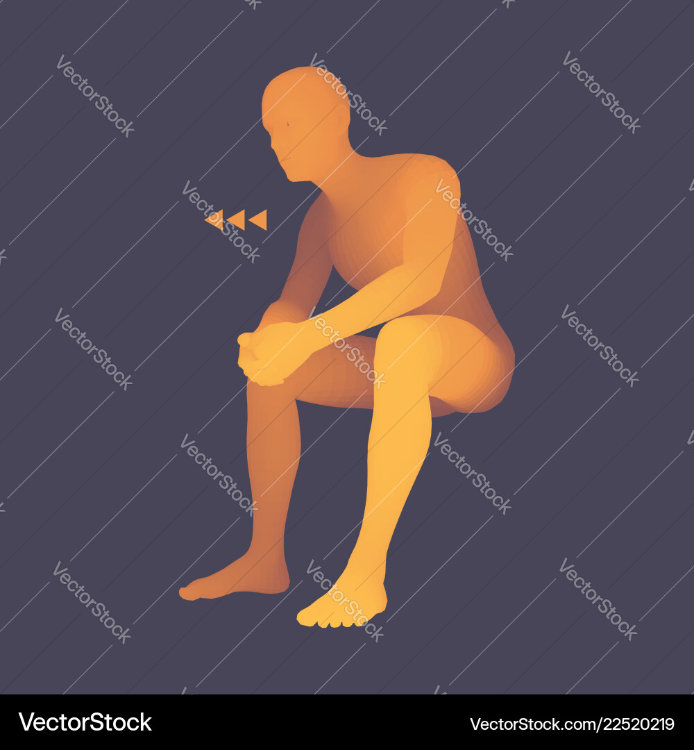 Man in a thinker pose 3d model of business Man in a thinker pose 3d model of business vector image