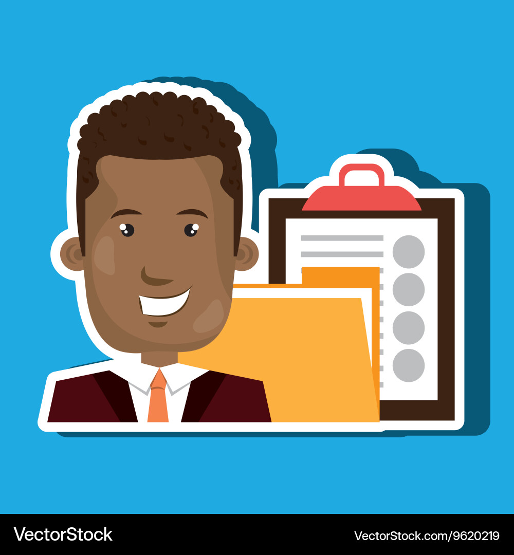 Man with folder and clipboard isolated icon design vector image