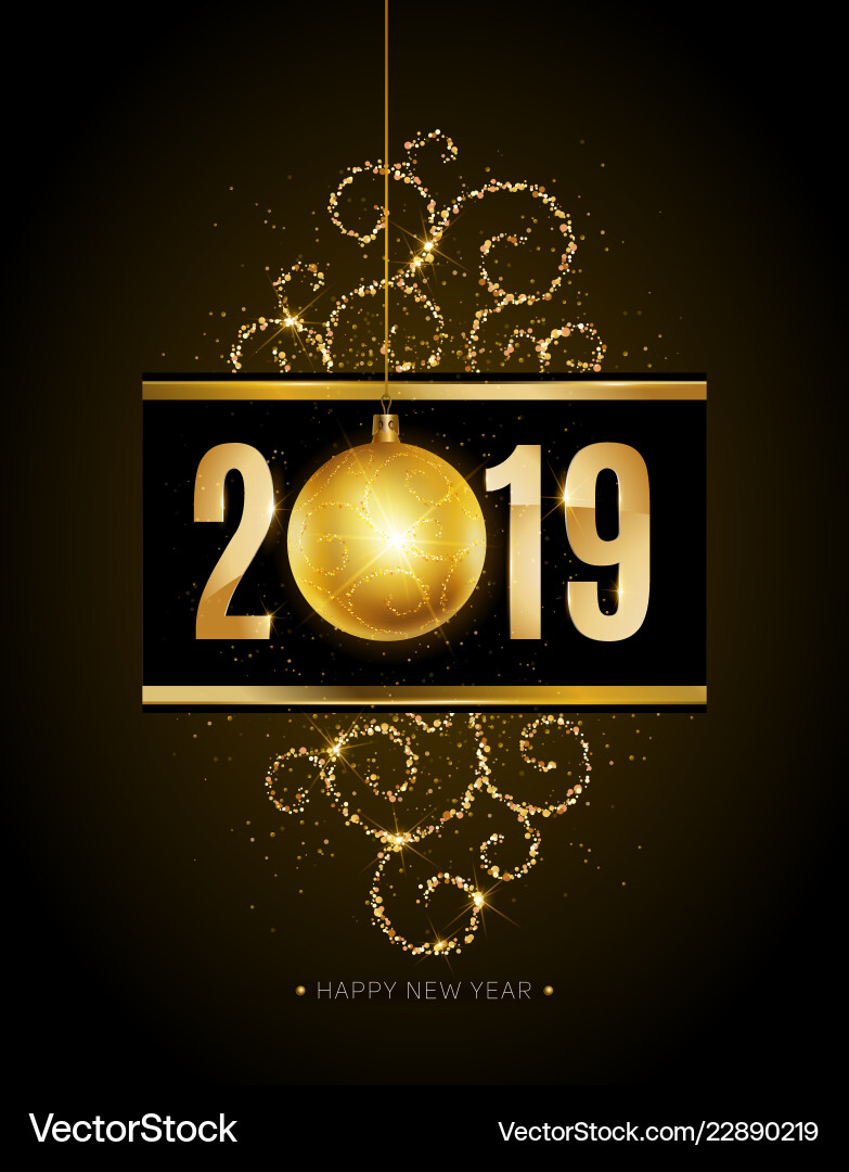 New 2019 year greeting card with christmas ball New 2019 year greeting card with christmas ball vector image