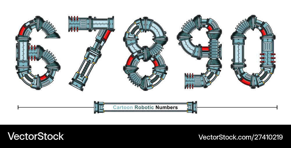 Robotic Number Set - Tech Style vector image