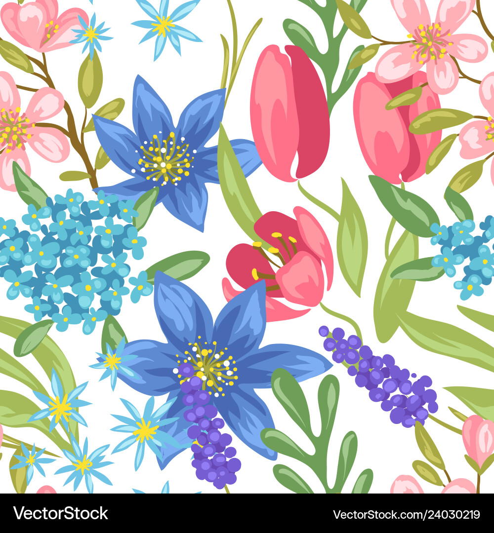 Seamless pattern with spring flowers Seamless pattern with spring flowers vector image